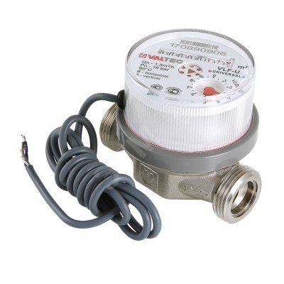 Изображение товара Счетчик воды универсальный с импульсным выходом 1/2' без сгонов межповерочный интервал 6 лет 80 мм до +90 град. 1.5м3 (шт)