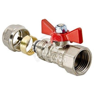 Изображение товара Кран шаровой 16x1/2' ВВ под обжим ручка бабочка (шт)