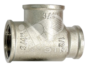 Изображение товара Тройник 3/4x3/4x1/2 ВР латунный никелированный VALTEC