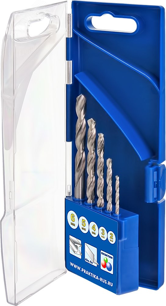 Изображение товара Набор сверл по металлу Профи 5 шт диаметров 2-6 мм Сталь быстрорежущая HSS Чехия