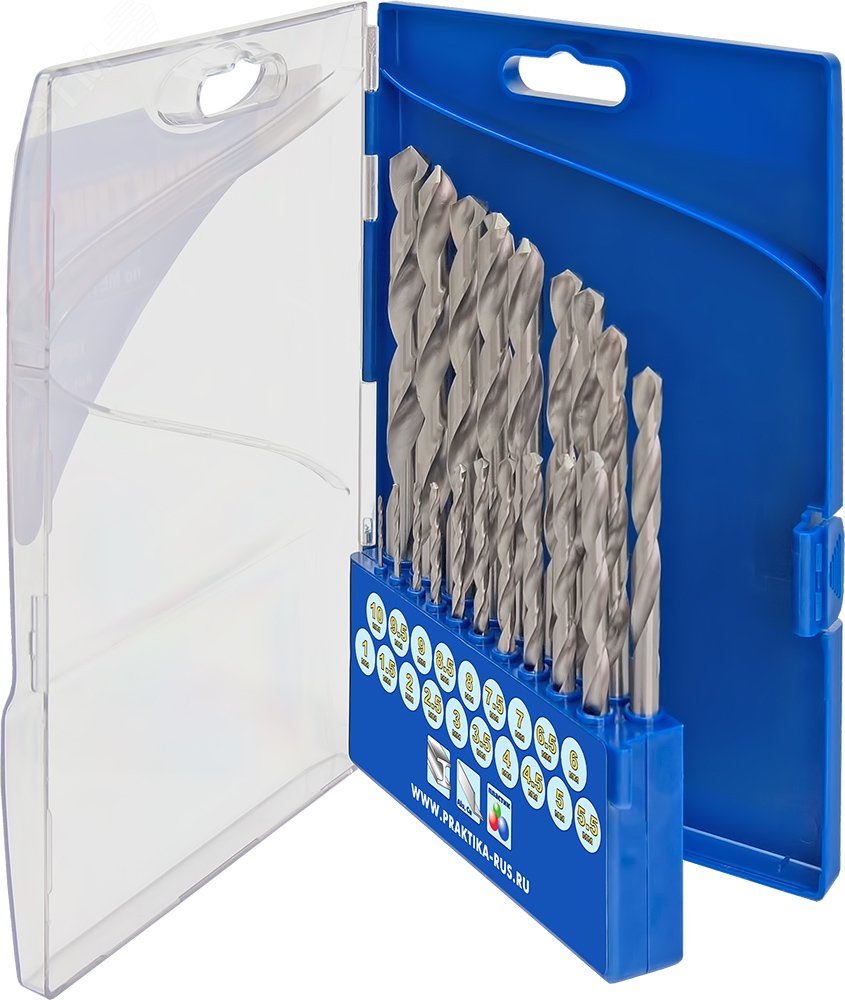 Изображение товара Набор сверл по металлу Практика 19 шт 1-10 мм 0,5 мм шаг