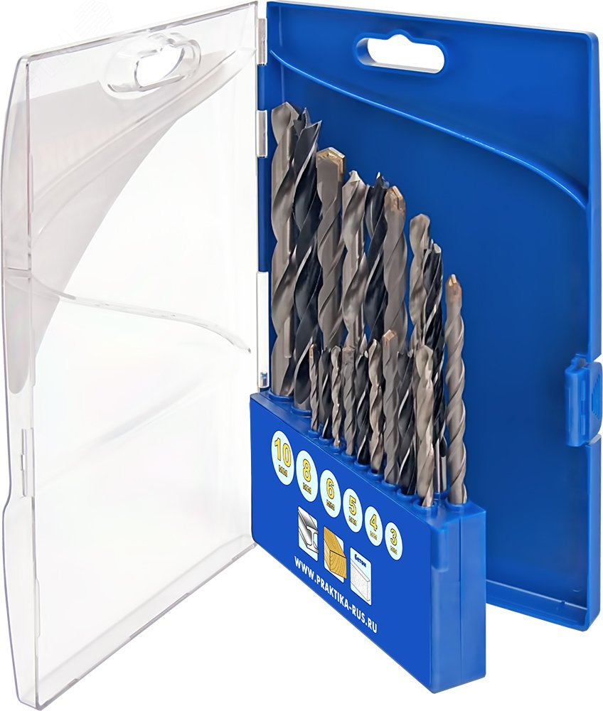Изображение товара Набор сверл комбинированный Профи 18 шт для дерева металла бетона