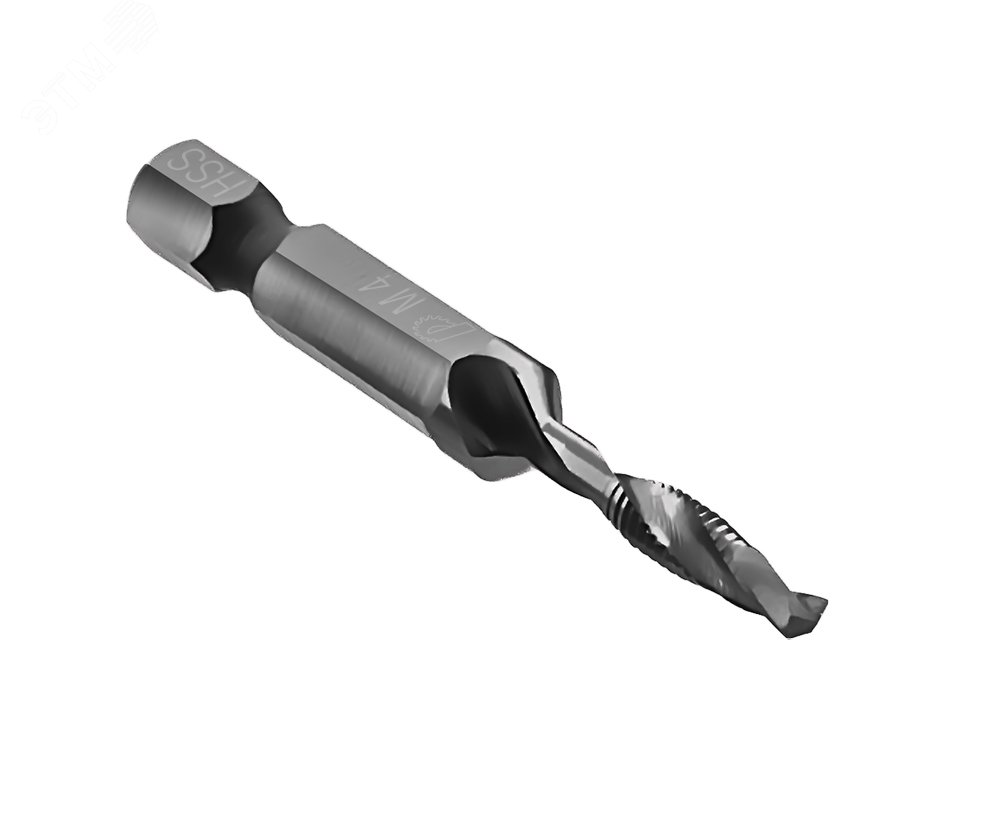 Изображение товара Сверло-метчик М4 шаг 0,7, длина 52 мм с хвостовиком HEX 1-4