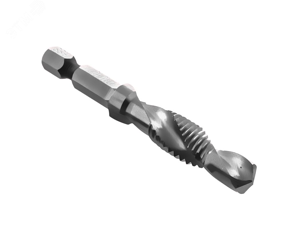 Изображение товара Сверло-метчик М10 шаг 1,5 длина 72 мм с хвостовиком HEX 1-4