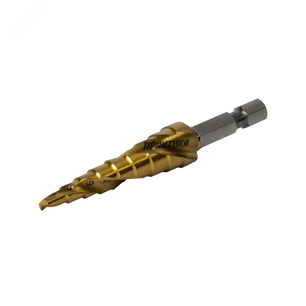Изображение товара Сверло по металлу и пластику ступенчатое 4-12мм с покрытием кобальтом