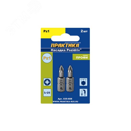 Изображение товара Бита отверточная, Профи PZ-1 х 25мм, 2шт, блистер (упак)