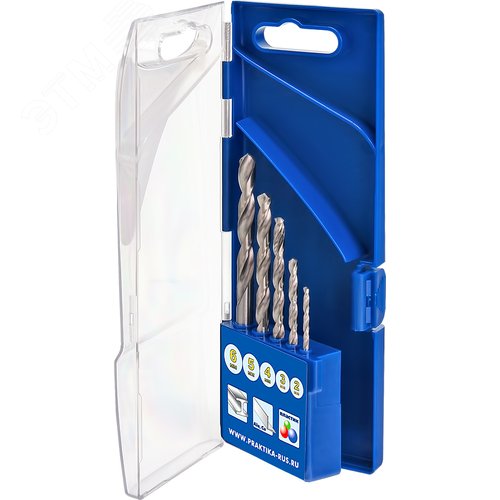Изображение товара Набор сверл по металлу, Профи, 5 шт, 2,3,4,5,6 мм, ПРО кассета (шт)