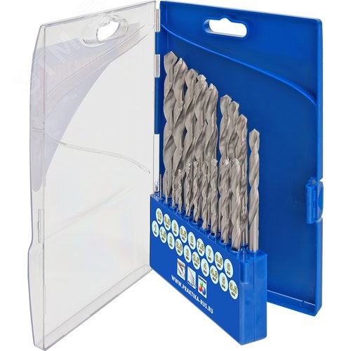 Изображение товара Набор сверл по металлу, Профи 19 шт, 1-10 мм, шаг 0,5 мм, ПРО кассета (шт)
