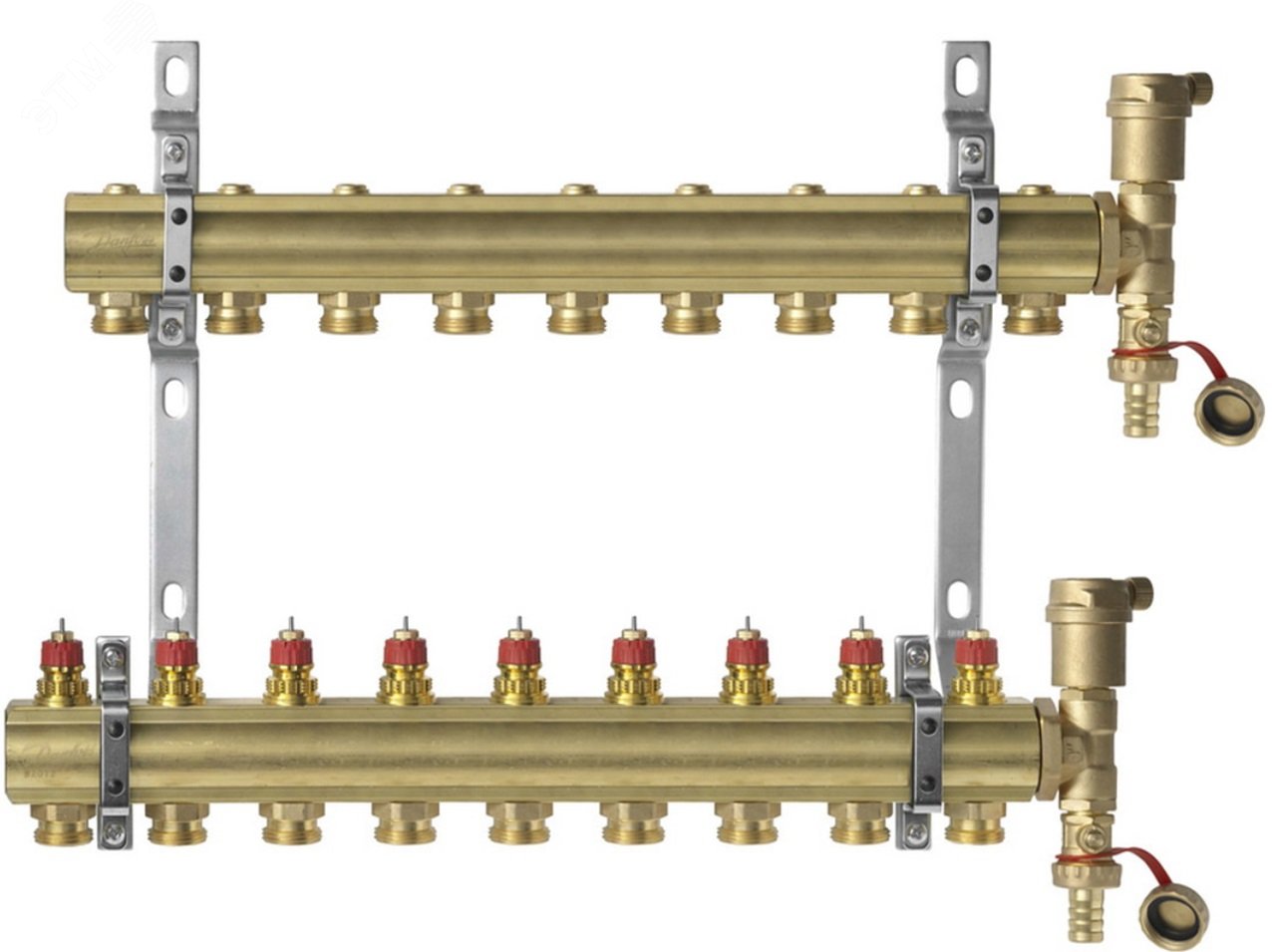 Коллекторная группа 1'x9 выходов 3/4' с преднастройкой с воздухоотводчиками FHF-9 set