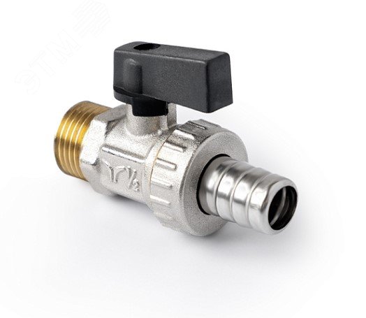 Изображение товара Кран шаровой дренажный с патрубком для шланга, ручка-рычаг, Н 1/2 (шт)