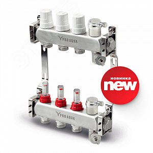 Изображение товара Блок коллекторный с расходомерами и автоматическими воздухоотводчиками 8 выходов, 480 мм, 1X3/4 (шт)