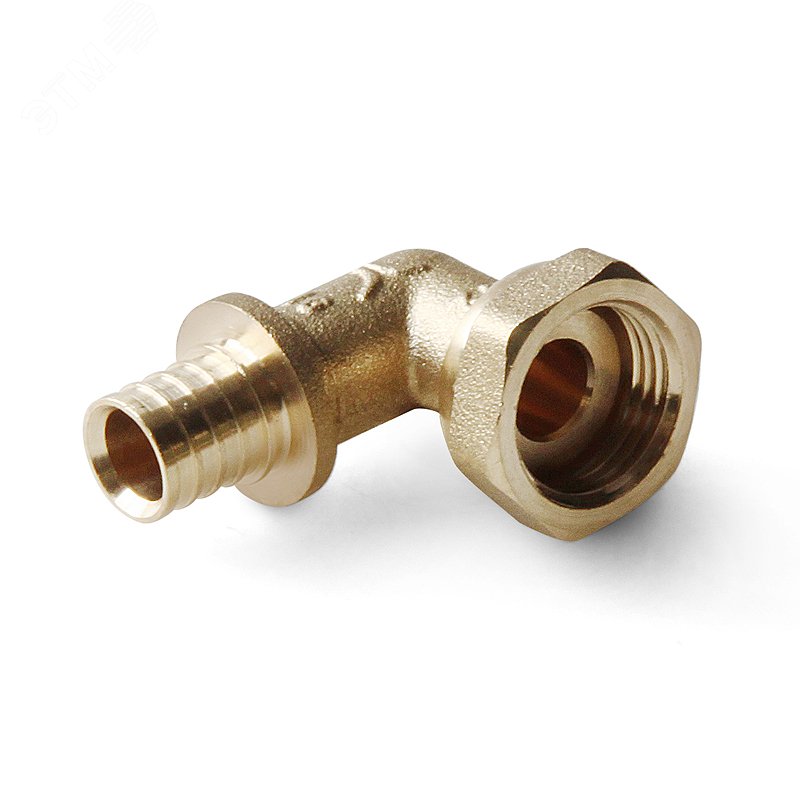 Угольник 16х1/2'ВР переходной с накидной гайкой, аксиальный, латунь