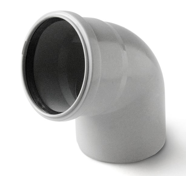 Отвод 110 67 град, для внутренней канализации, серый