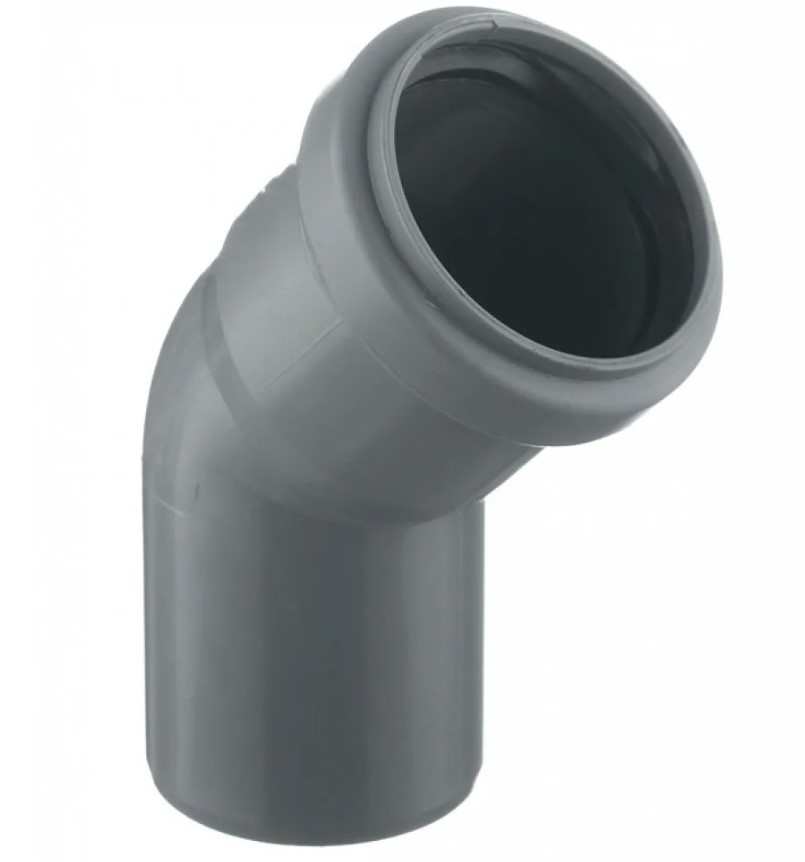 Отвод 50 30 град, для внутренней канализации, серый