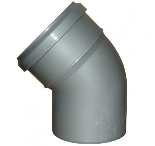 Отвод 75 45 град, для внутренней канализации, серый