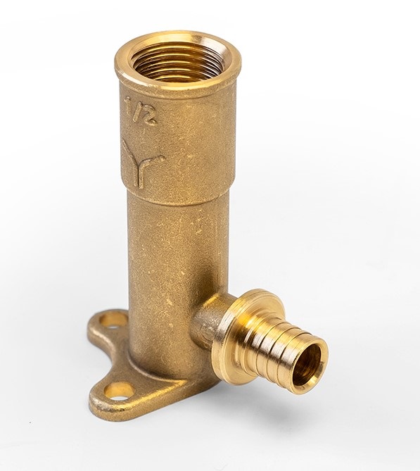 Угольник 16х1/2'ВР переходной с внутренней резьбой, водорозетка, длинный 70, аксиальный, латунь