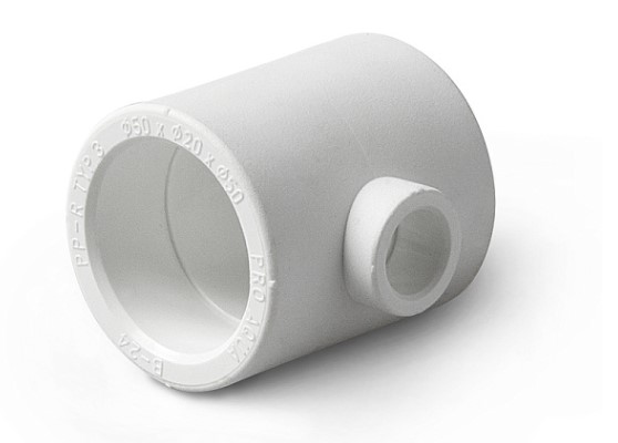 Тройник переходной 110x63x110 полипропиленовый PPR белый