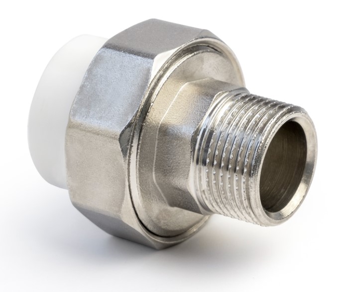 Муфта разъемная 20x1/2' НР полипропиленовая PPR американка, усиленная, белая