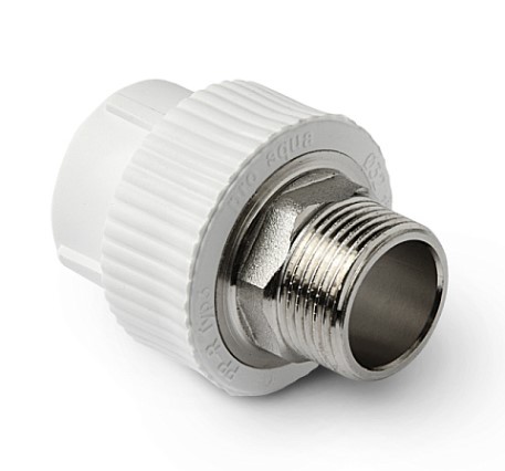 Муфта комбинированная 40x1 1/4' НР под ключ полипропиленовая PPR белый