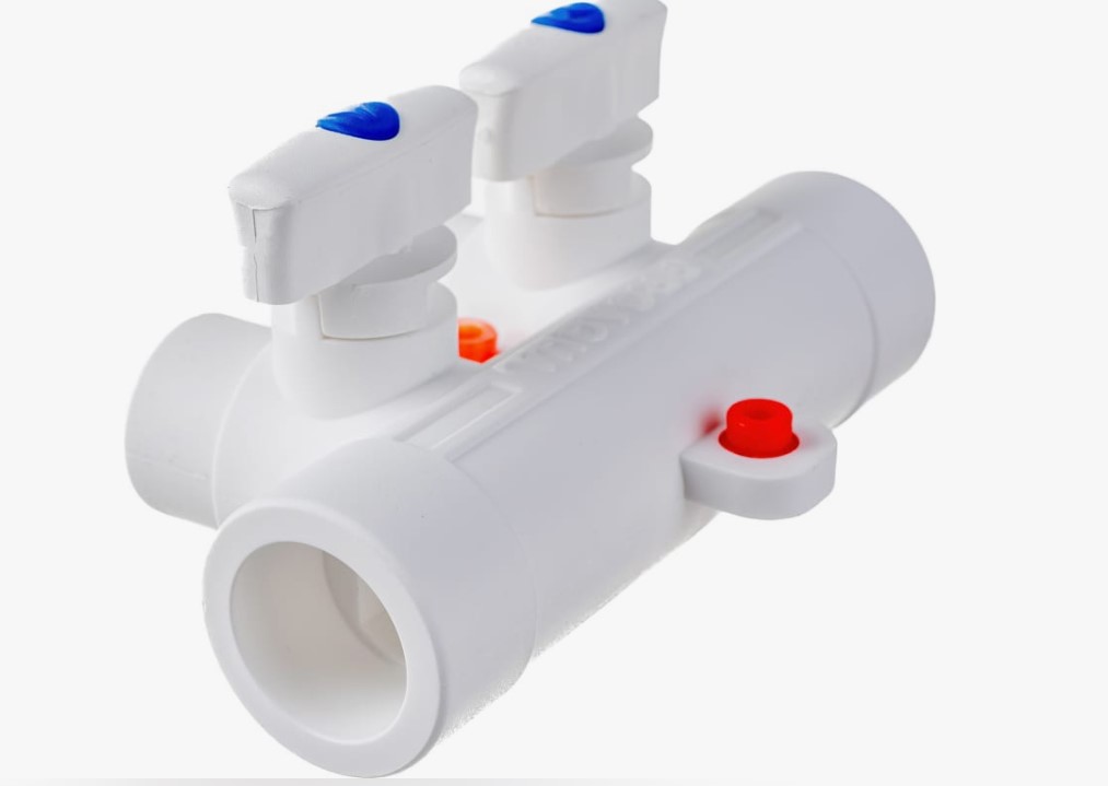 Коллектор 25x20 с 2 выходами, полипропиленовый PPR белый