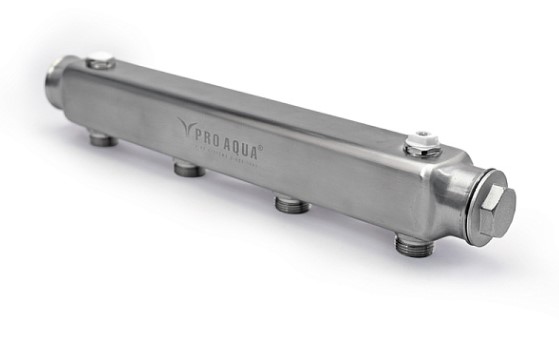 Коллектор из нержавеющей стали с межосевым рассто нием 100 мм 7 выхода, 690 мм, 1 1/4X3/4