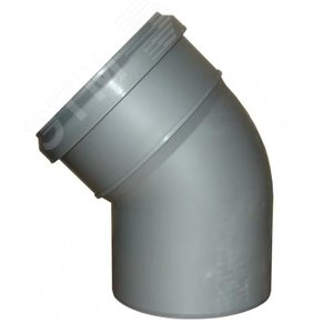 Изображение товара Отвод 75 45 град, для внутренней канализации, серый (шт)
