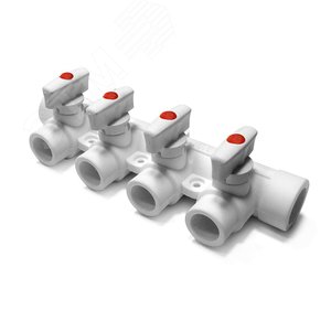 Изображение товара Коллектор 25x20 с 3 выходами, полипропиленовый PPR белый (шт)