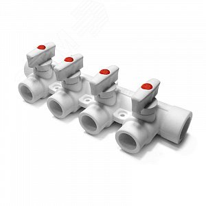 Изображение товара Коллектор 40x20 с 3 выходами, полипропиленовый PPR белый (шт)