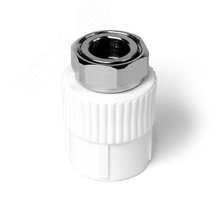 Муфта комбинированная 25x1' ВР, накидная гайка, полипропиленовая PPR белая - фото 2