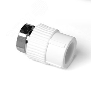 Муфта комбинированная 25x1' ВР, накидная гайка, полипропиленовая PPR белая - фото 3