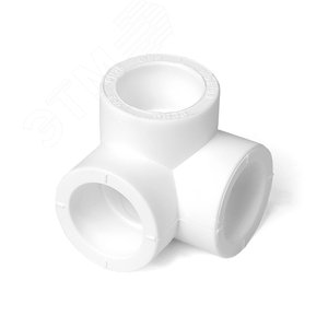 Тройник 20 мм двухплоскостной, полипропиленовый PPR белый - фото 1