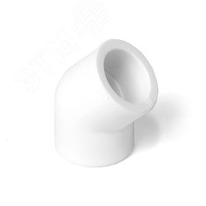 Изображение товара Угольник 25 мм 45 град., полипропиленовый PPR, белый (шт)