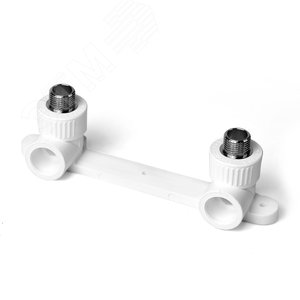 Изображение товара Планка монтажная 20x1/2' НР для смесителя, с водорозетками, полипропиленовая PPR белая (шт)