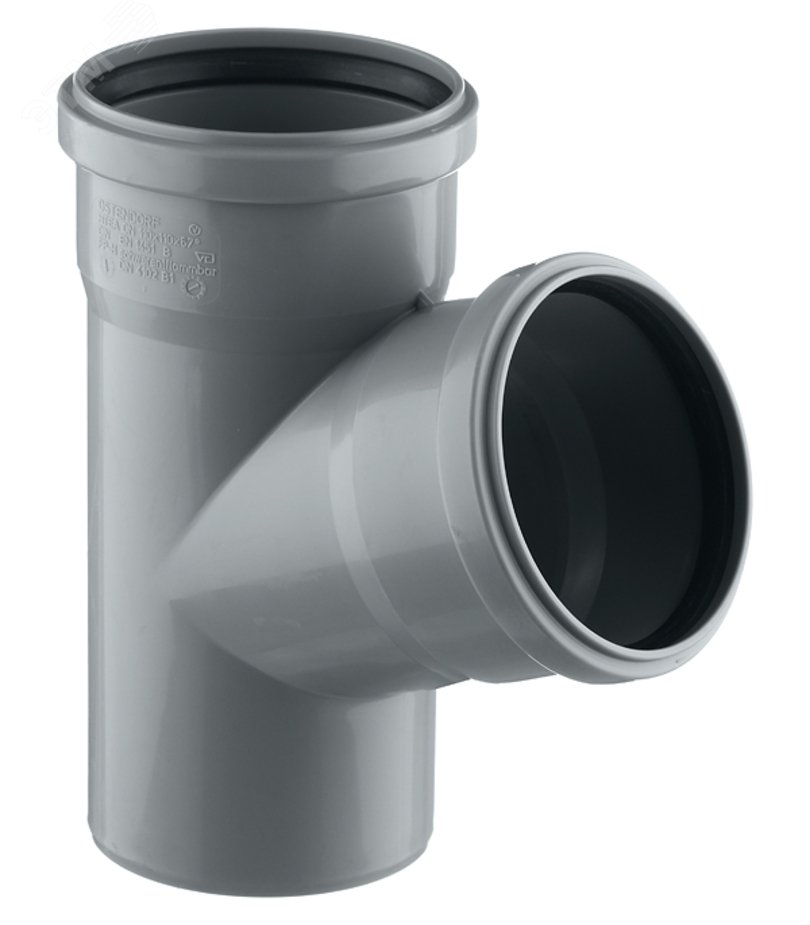 Изображение товара Канализационный тройник 110 мм 67 градусов из полипропилена Ostendorf