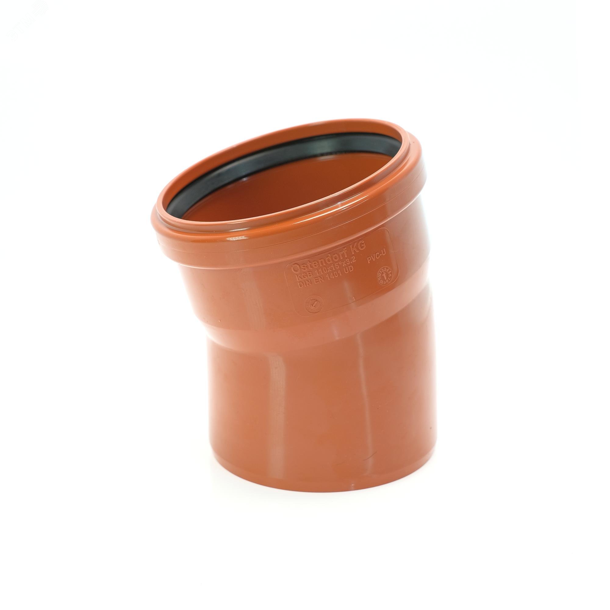 Изображение товара Отвод 110 15 град. для наружной канализации из PVC-U, раструбное соединение