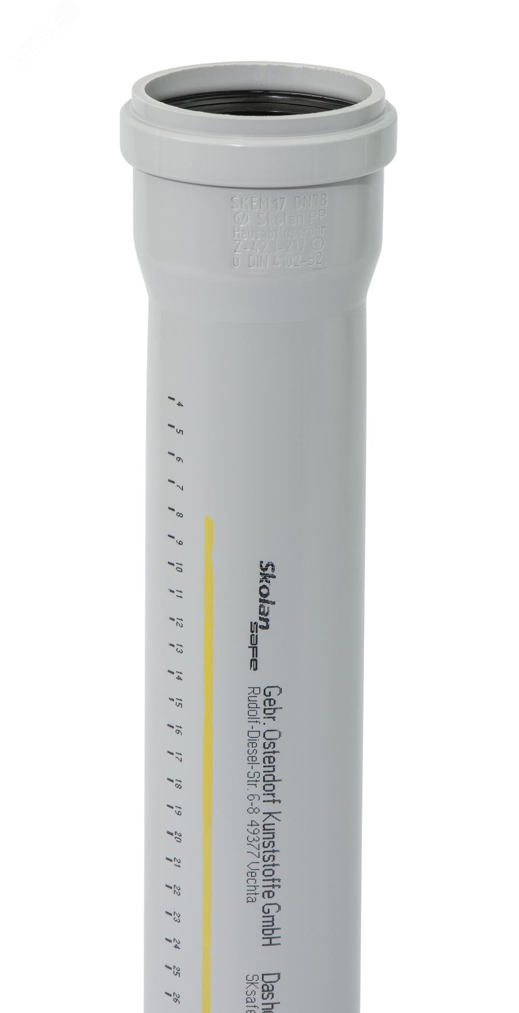 Изображение товара Канализационная труба SKEM 70х500 мм бесшумная одностенная полипропиленовая