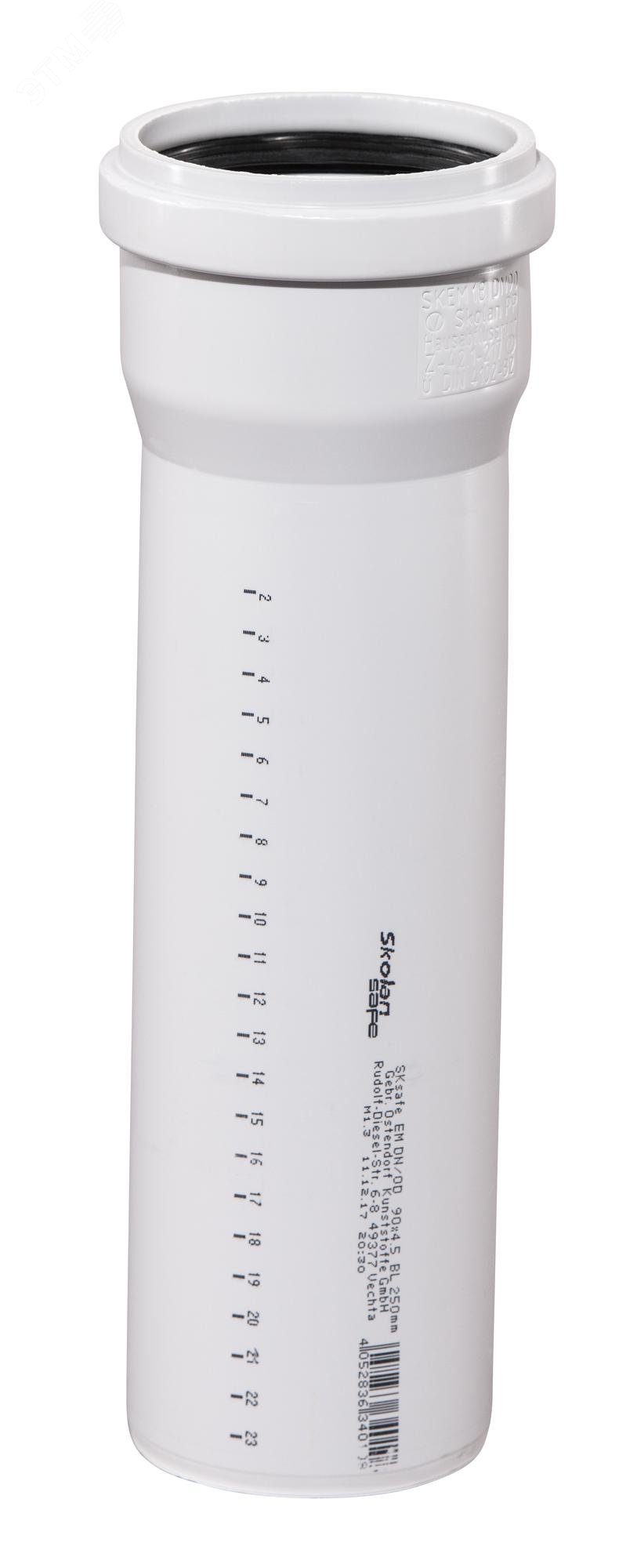 Изображение товара Канализационная труба SKEM 90x250 мм однораструбная бесшумная Германия