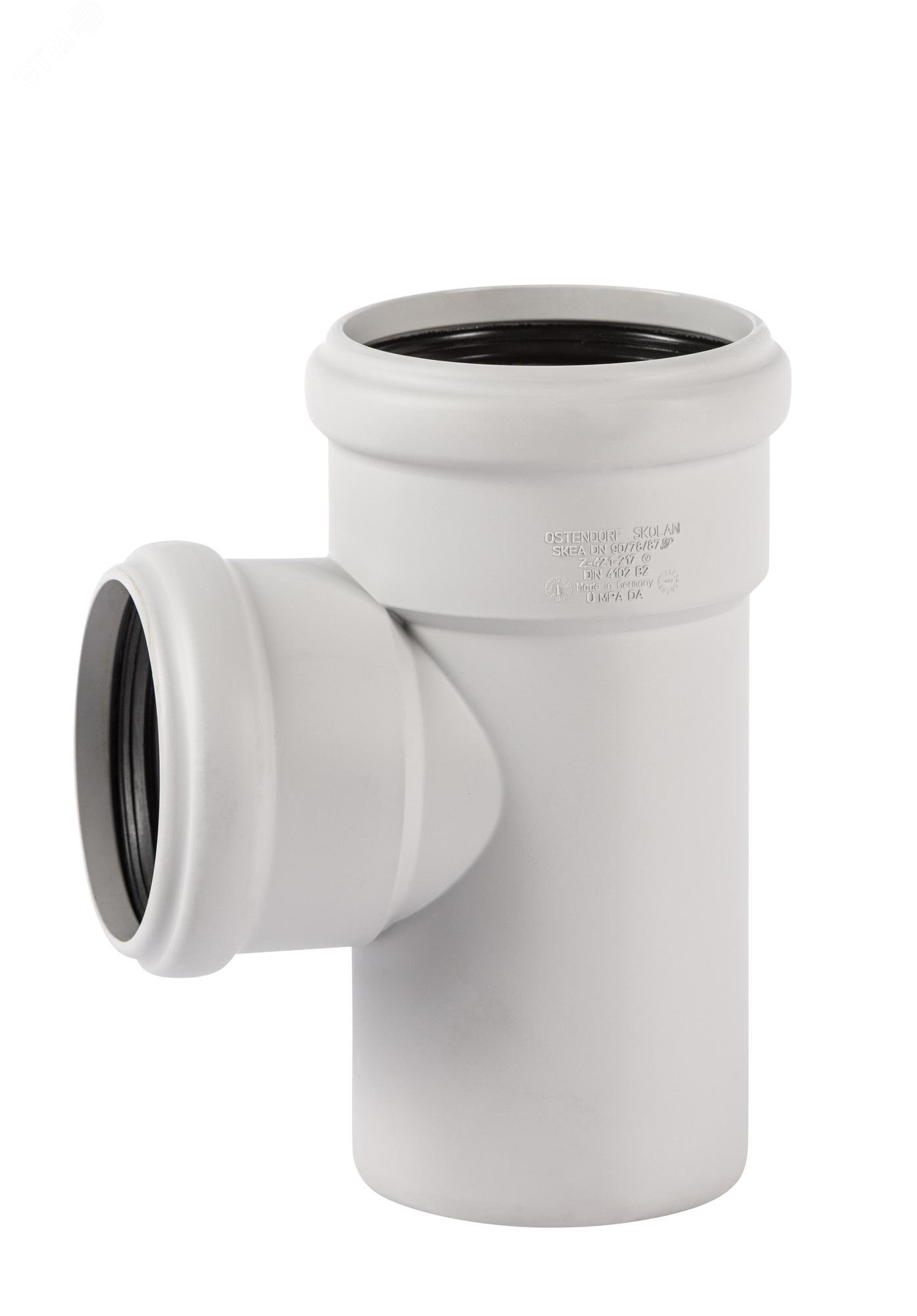 Изображение товара Тройник 90х75 87 град для бесшумной канализации из полипропилена