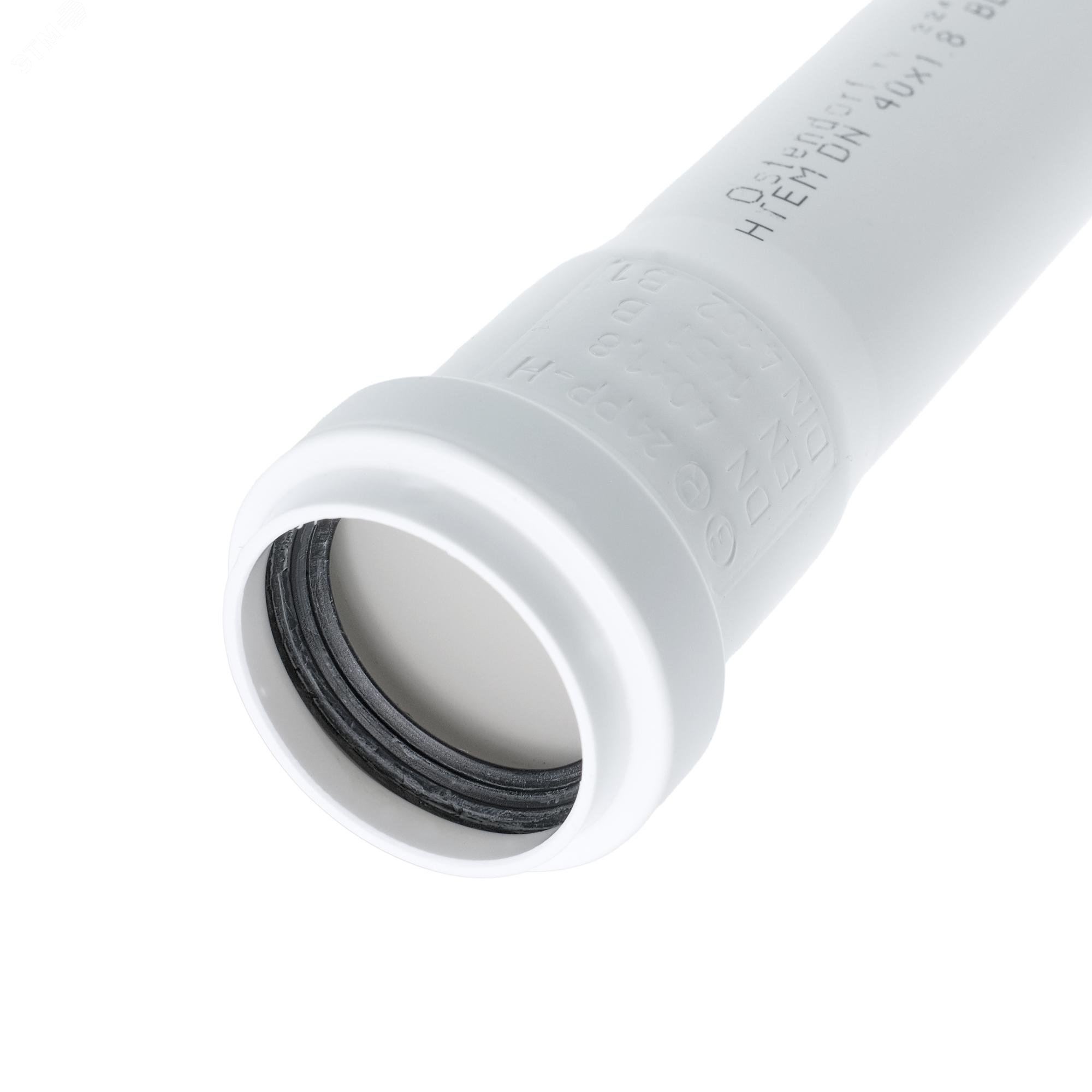 Изображение товара Труба канализационная 40x1000 мм HTEMw белая раструбное соединение