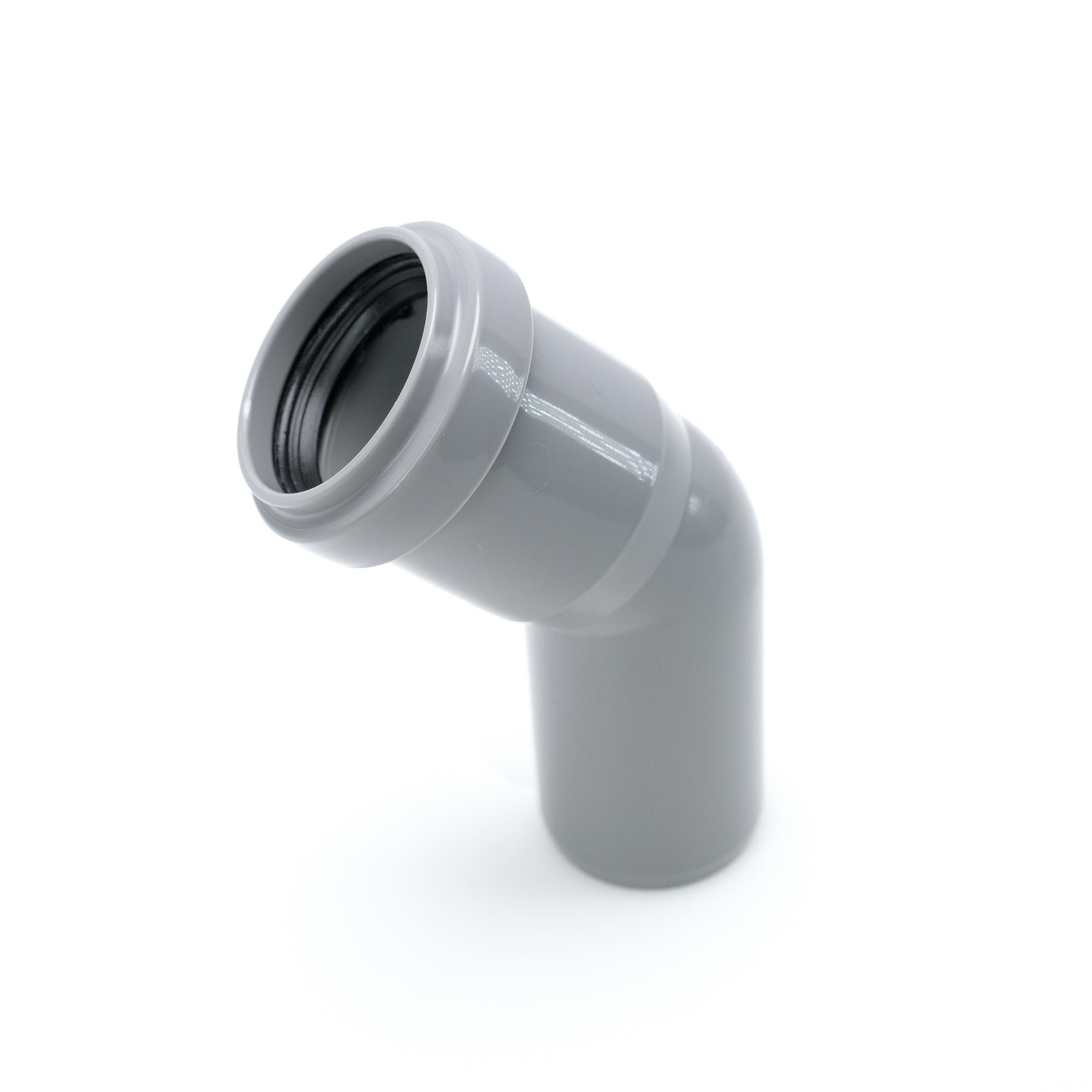 Отвод 32 45 град, для внутренней канализации, серый