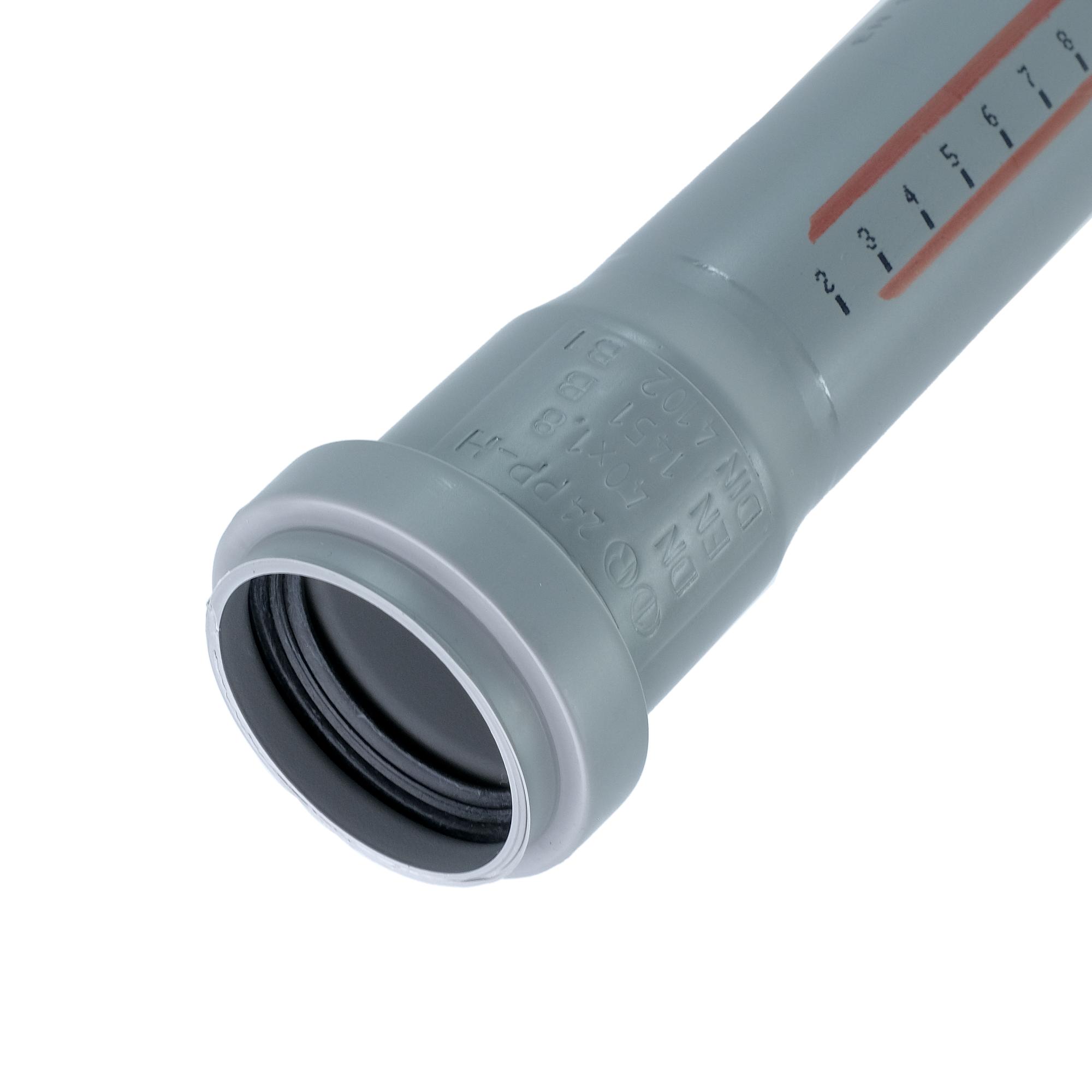 Труба канализационная 40x250 мм НТЕМ однораструбная, серая