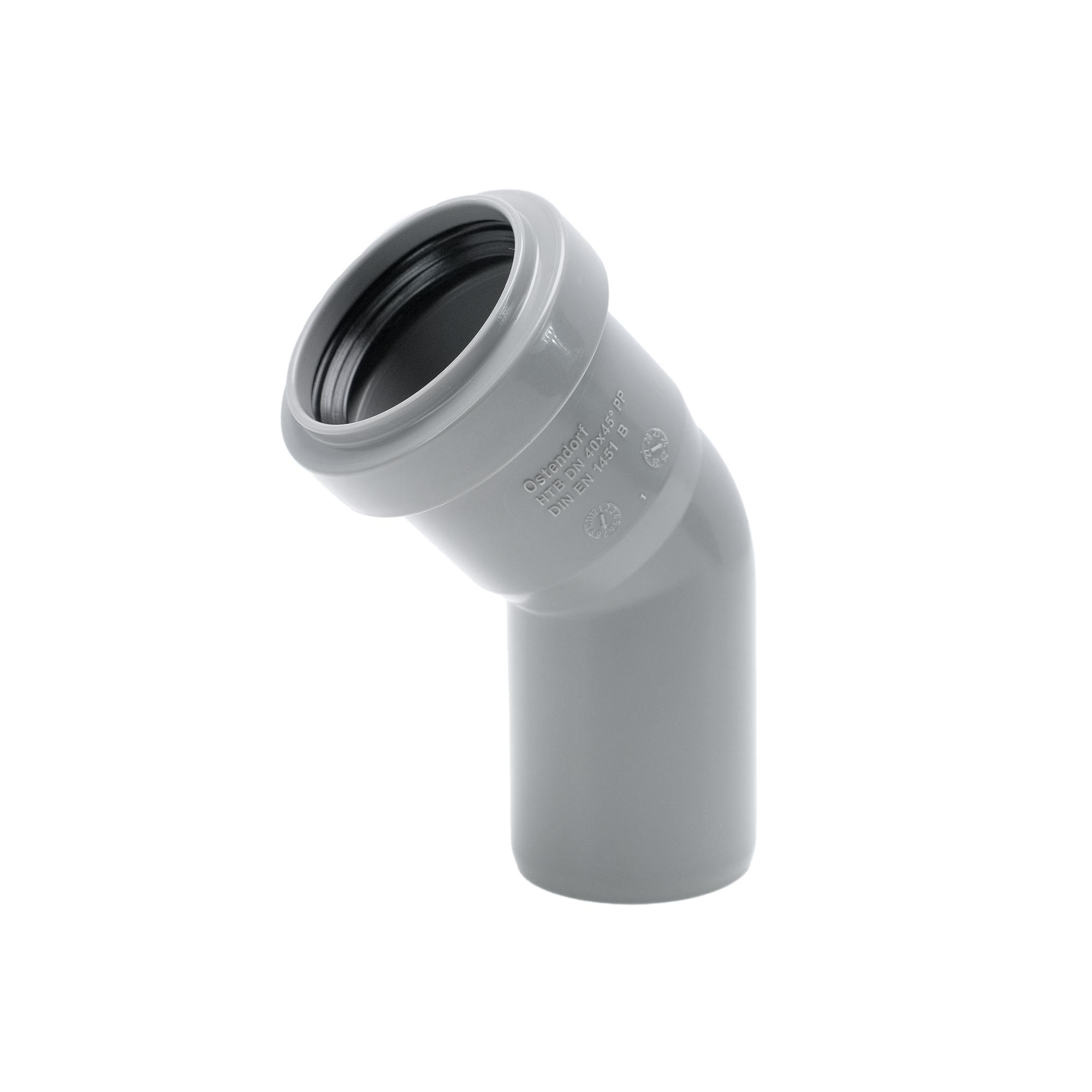 Отвод 40 45 град, для внутренней канализации, серый
