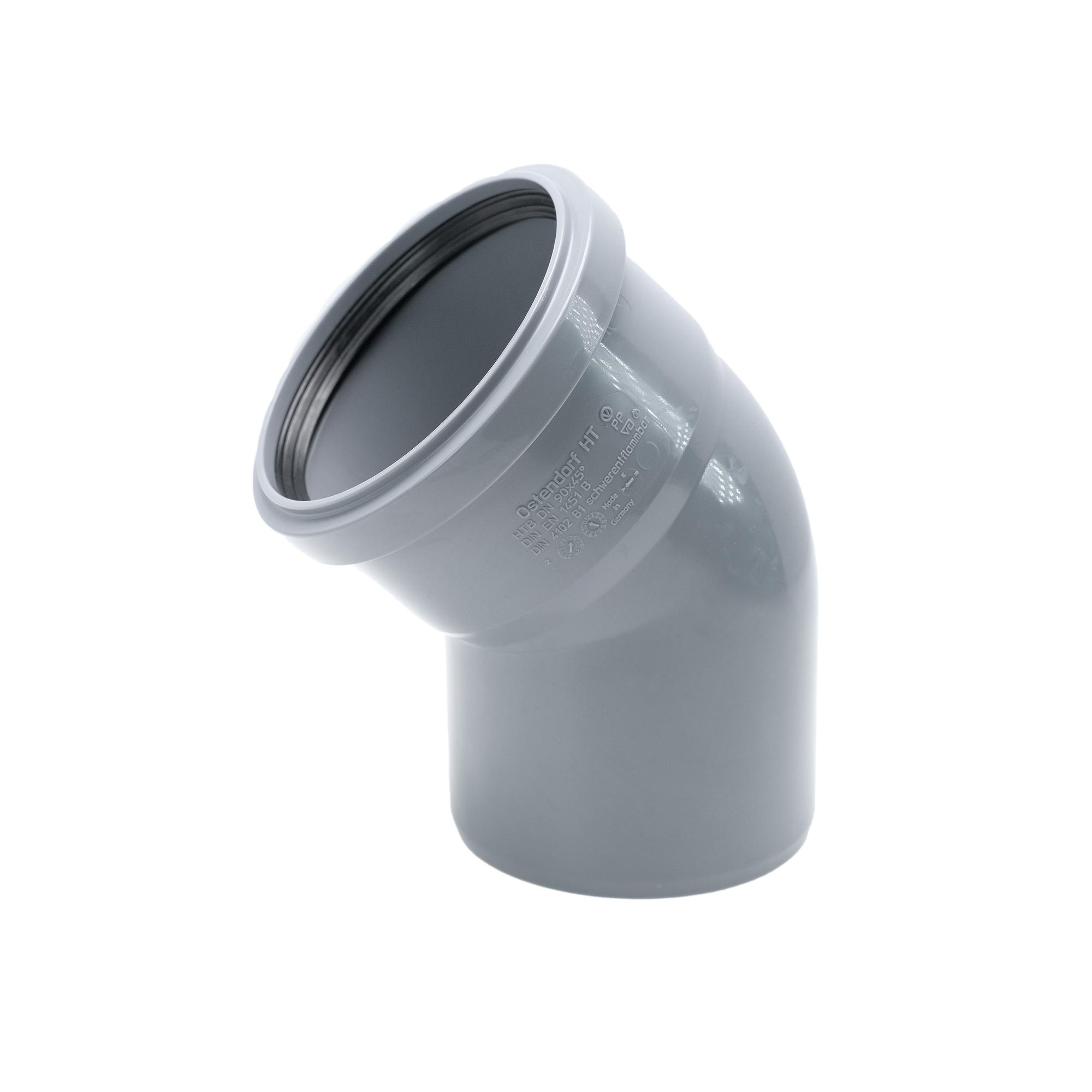 Отвод 90 45 град, для внутренней канализации, серый