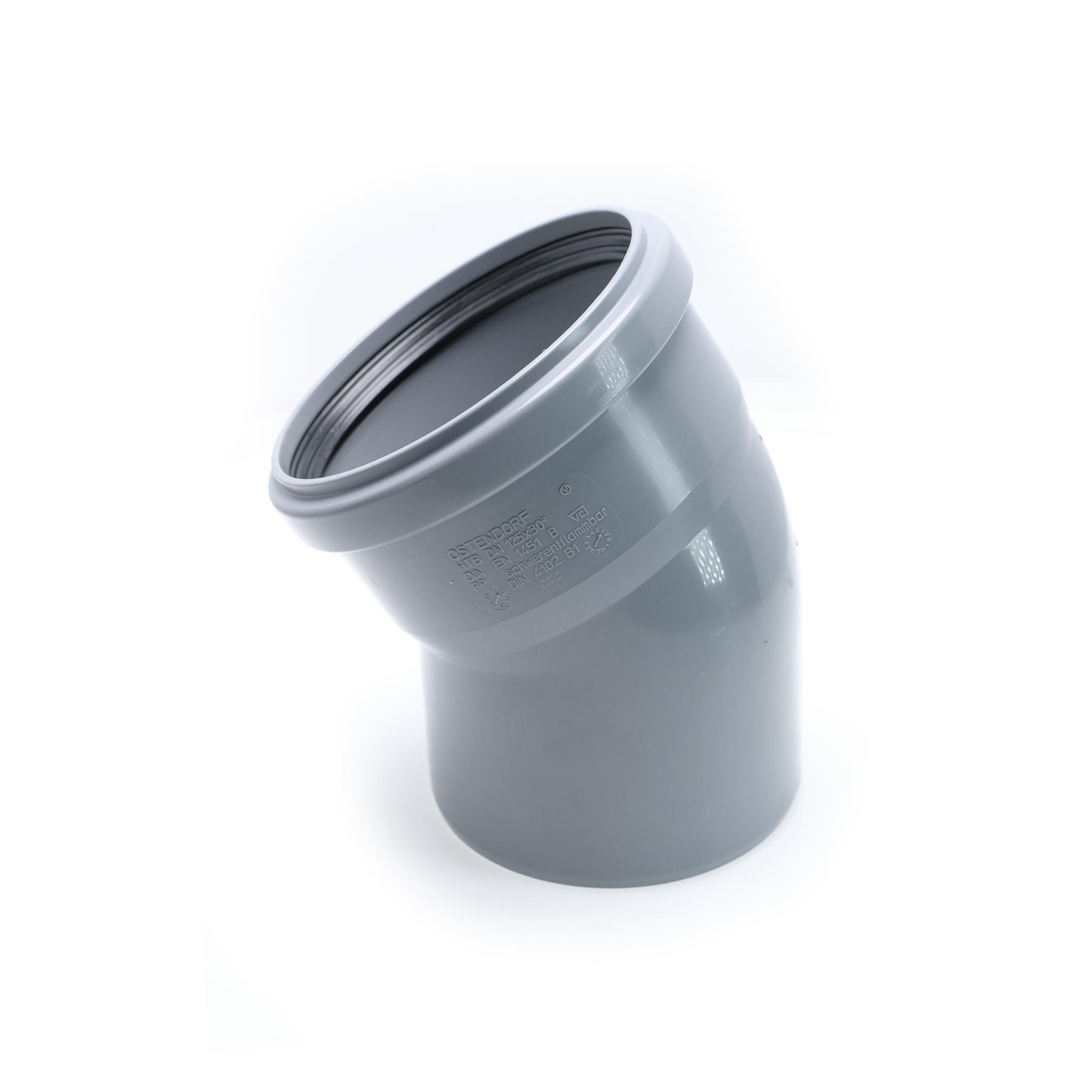 Отвод 125 30 град, для внутренней канализации, серый