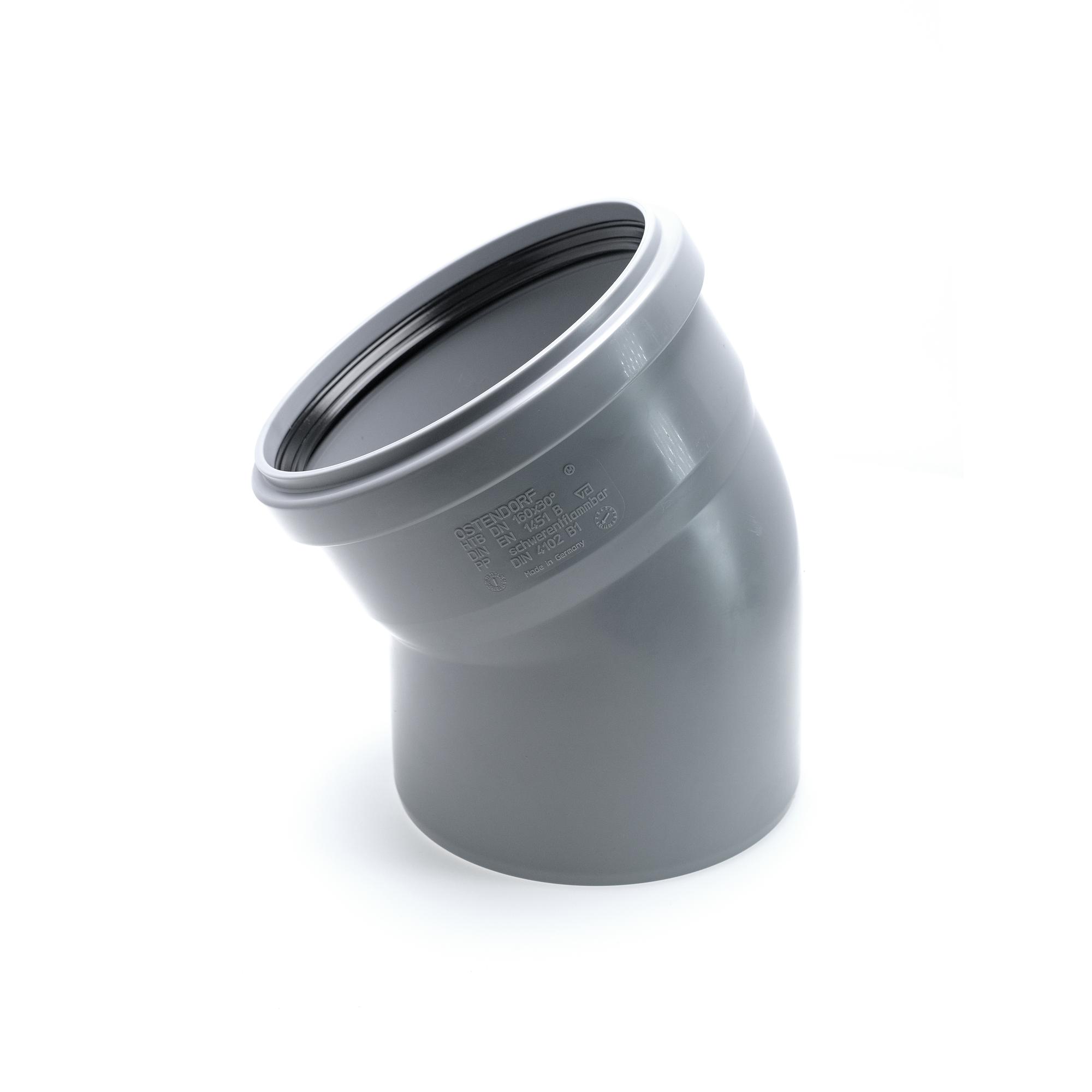 Отвод 160 30 град, для внутренней канализации, серый