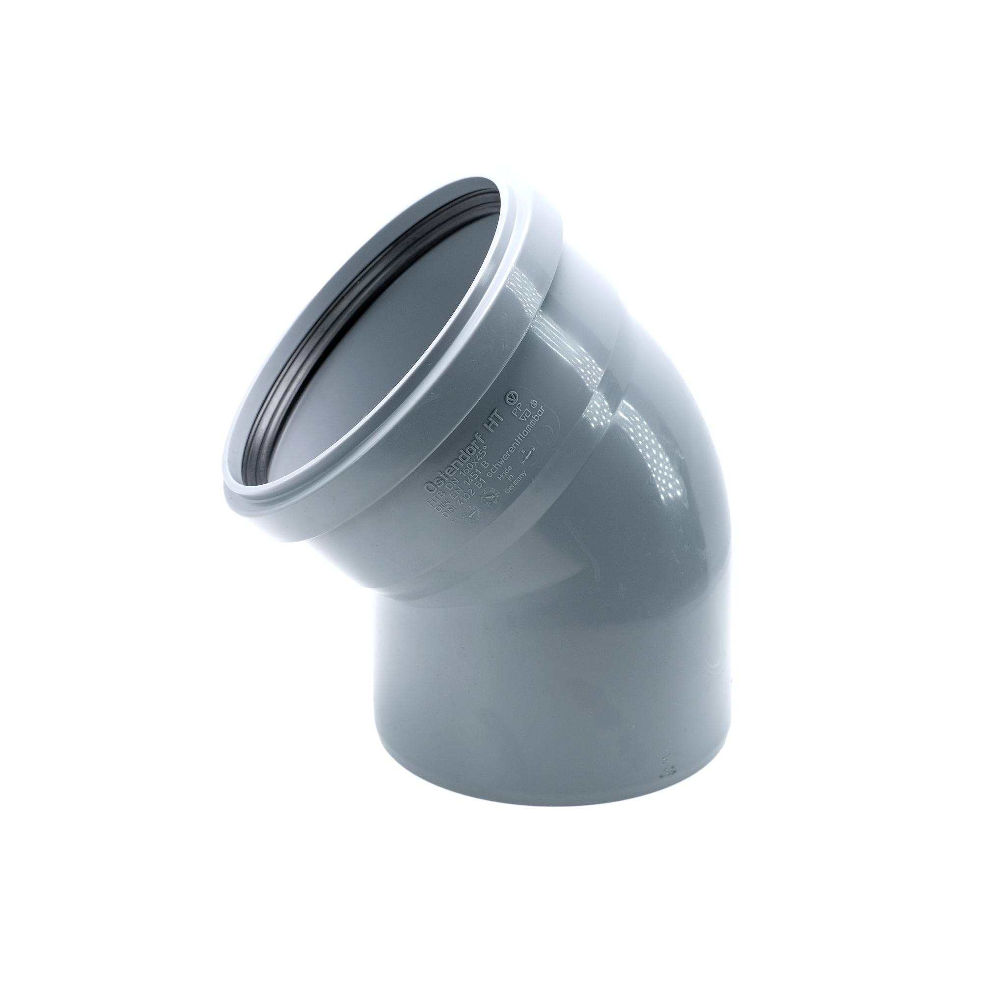 Отвод 160 45 град, для внутренней канализации, серый