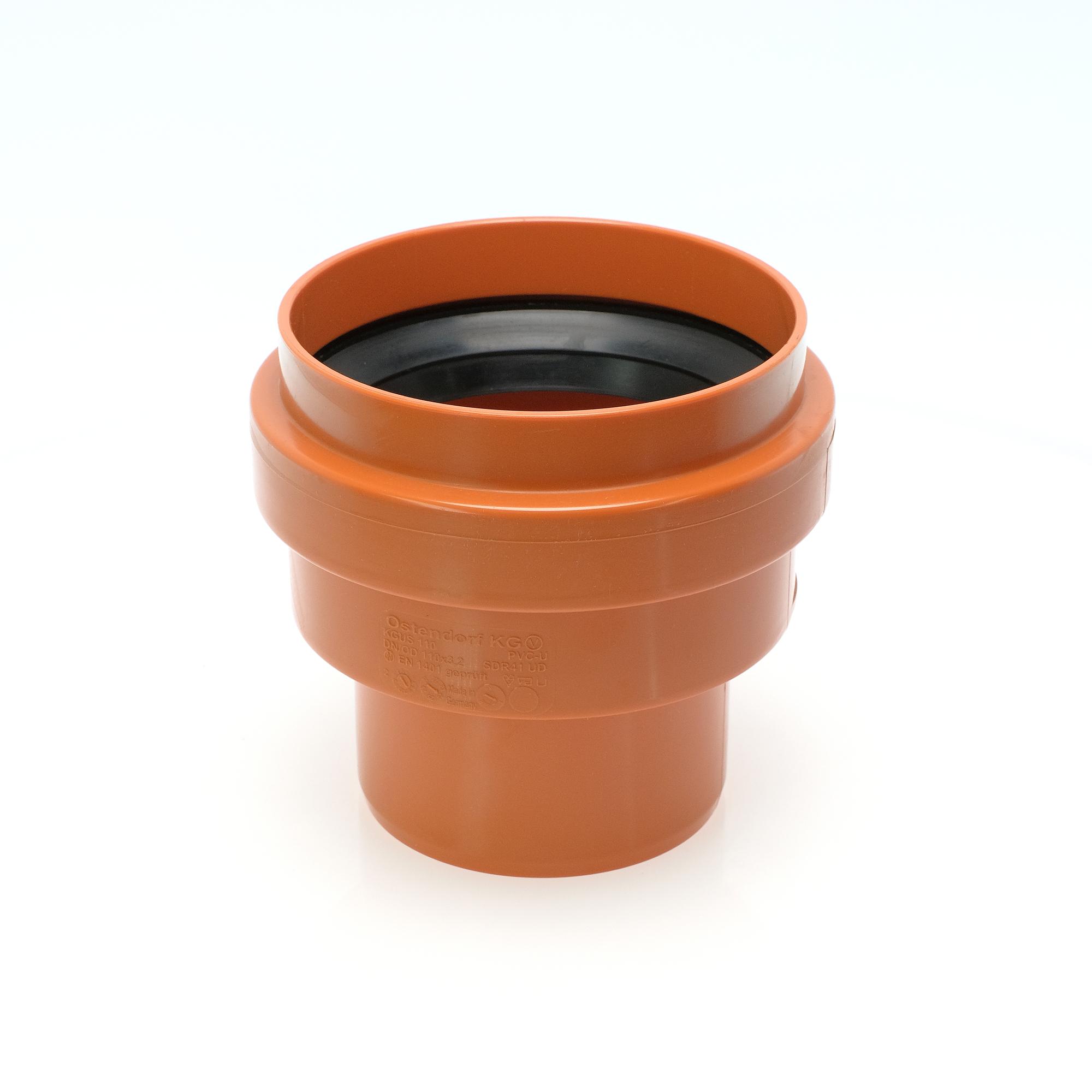 Переход 110 мм ПВХ на гладкий конец бетонной трубы, для наружной канализации