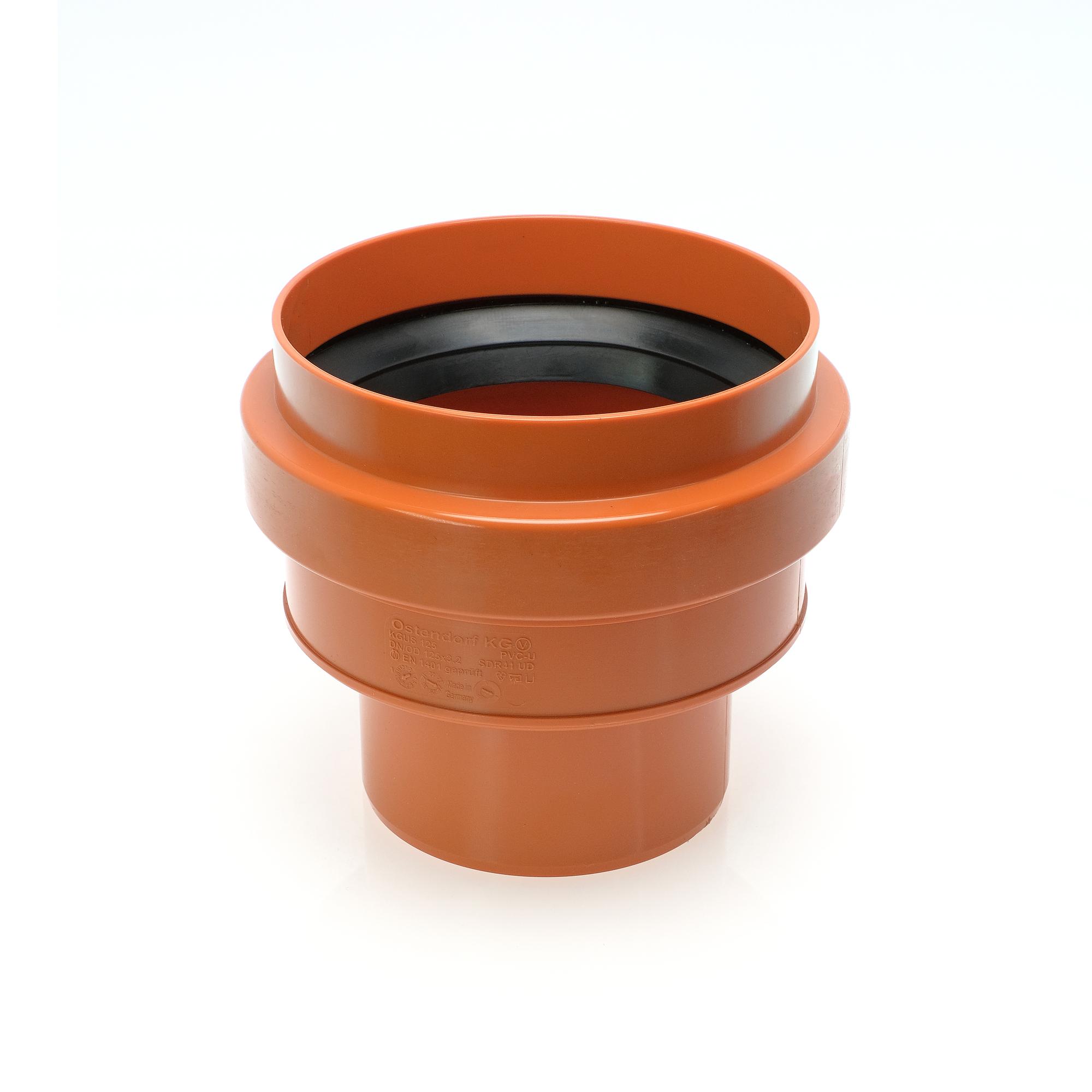 Переход 125 мм ПВХ на гладкий конец бетонной трубы, для наружной канализации