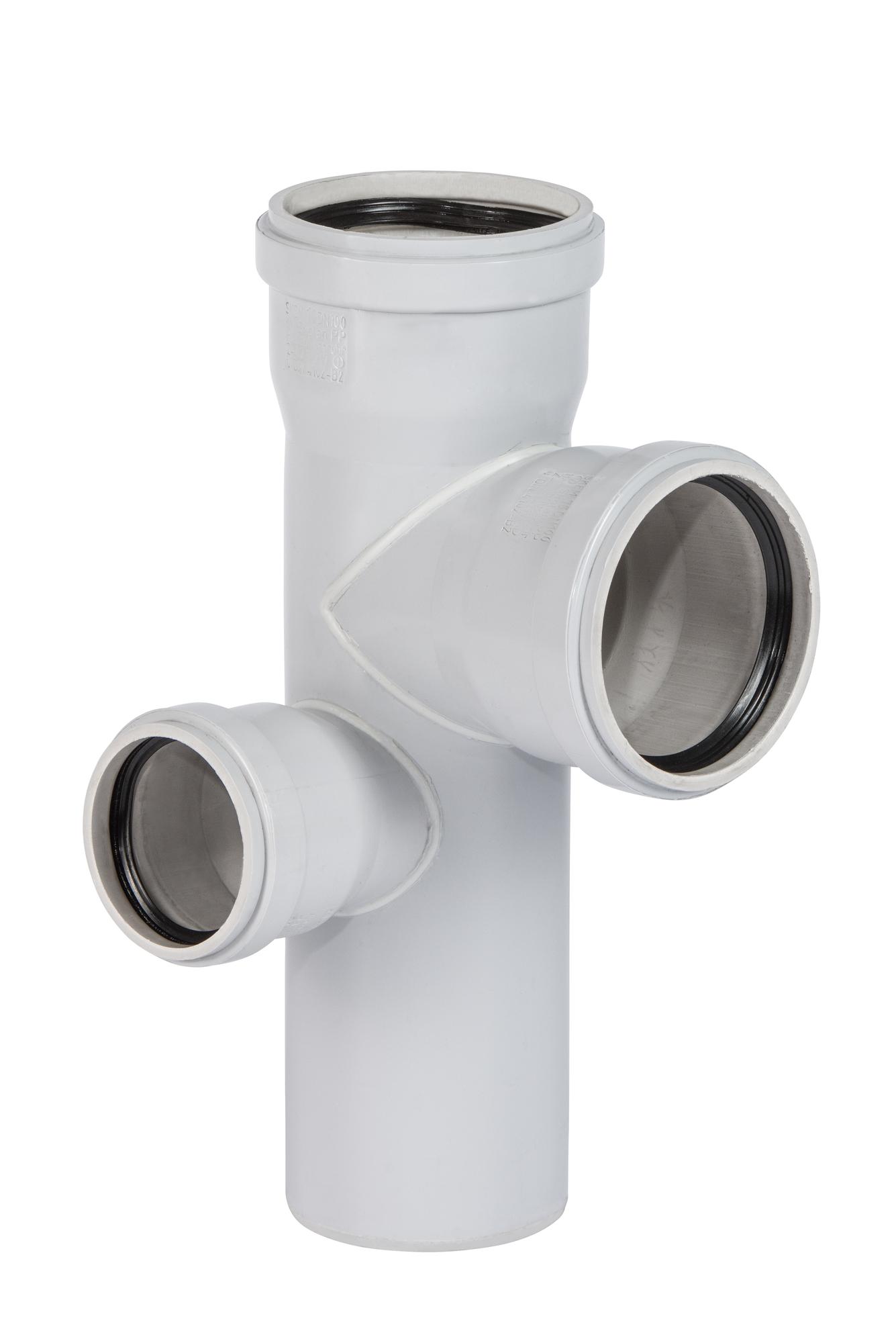 Крестовина 110х75х110 87 град двухуровневая, угловая левая, канализационная