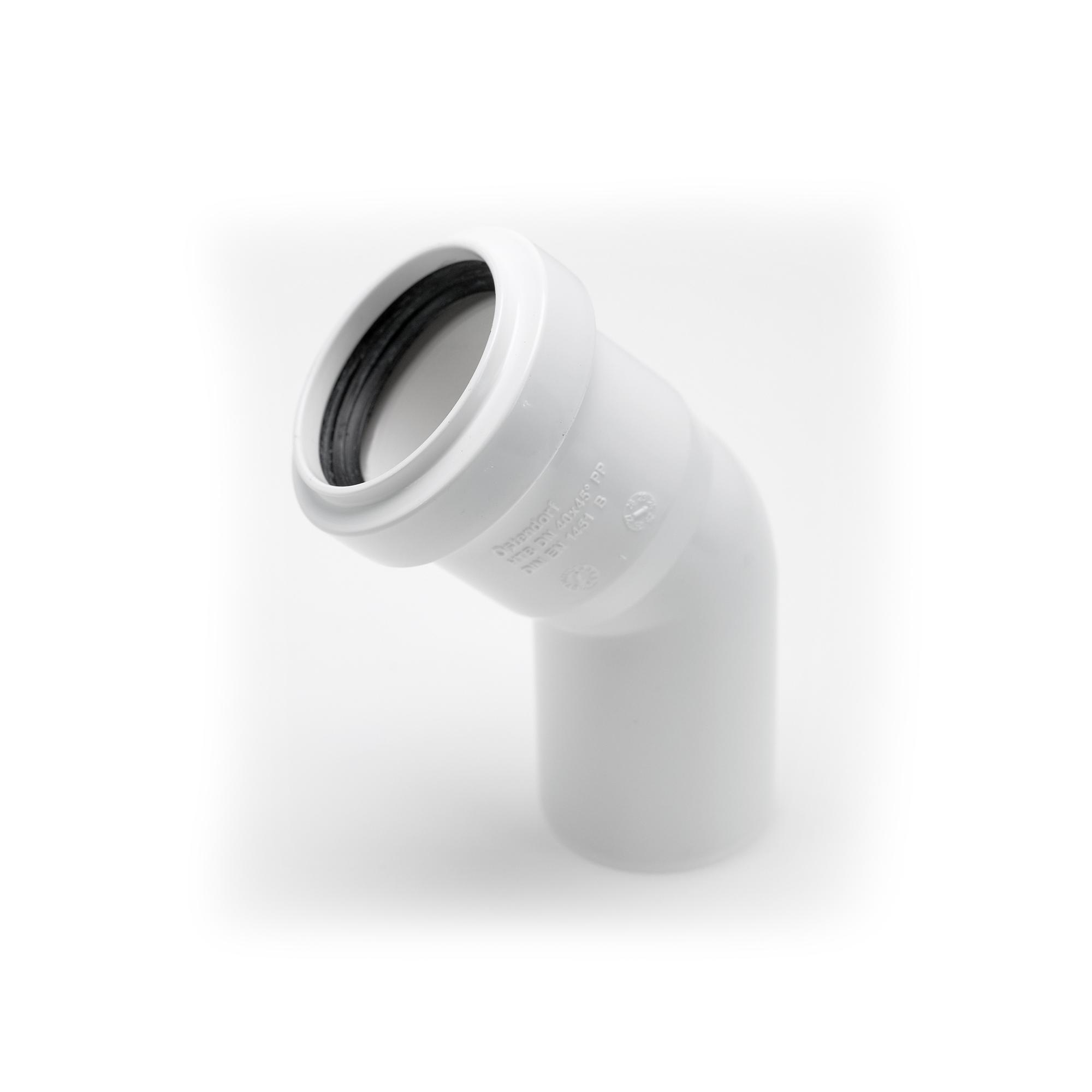 Отвод 40 45 град, для внутренней канализации, белый